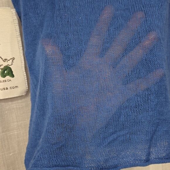 Goa Cashmere Blue V Neck Delicate Sweater Top - Picture 6 of 6